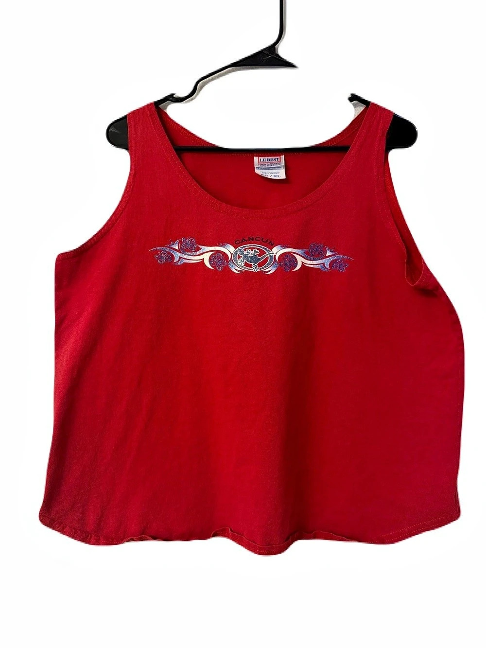 Le Best Cancun Graphic Tank Top in Red XL